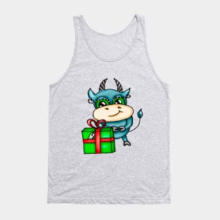 Christmas funny colored bull Tank Top